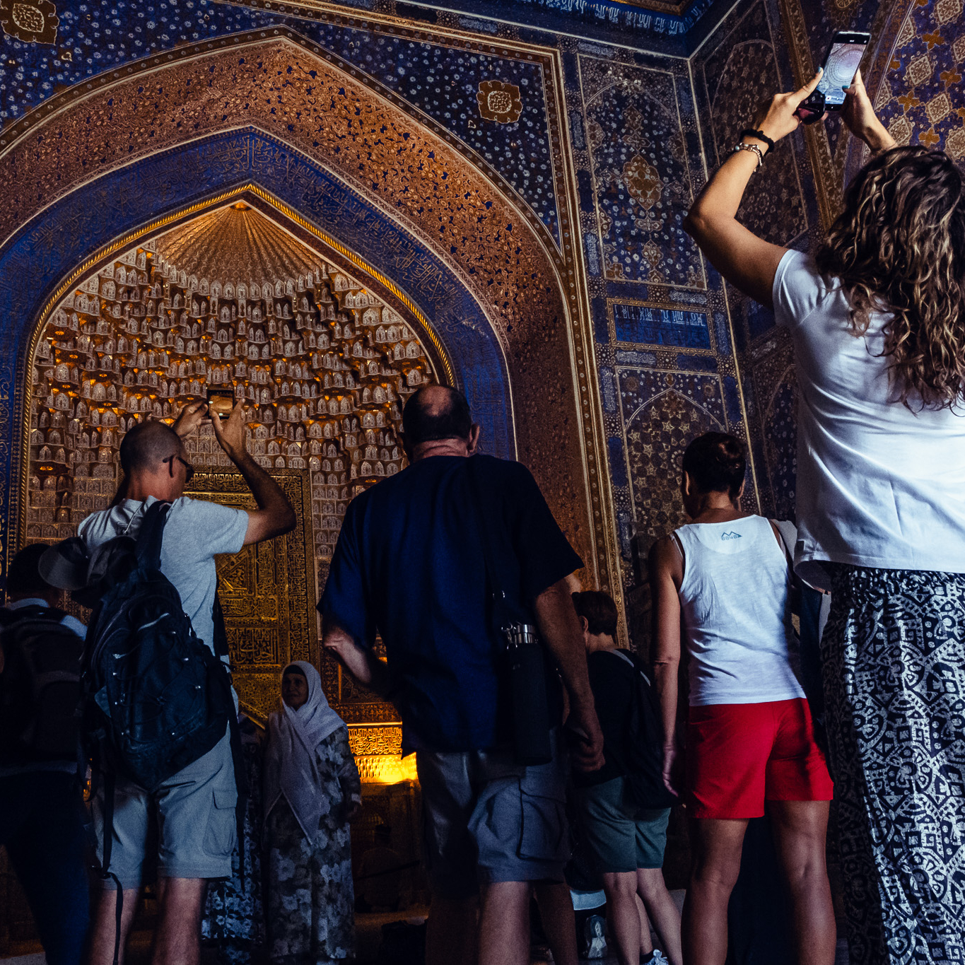 Tourists in Ulug'bek Mosque